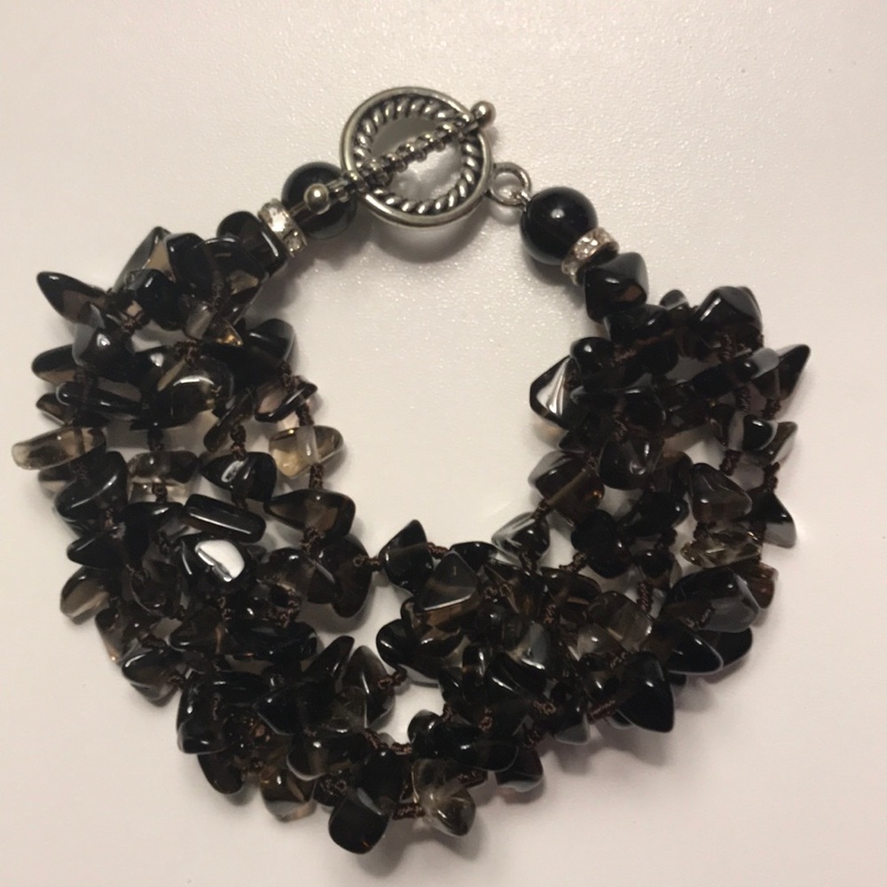 Lia Sophia brown stone bead toggle bracelet